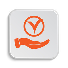 Tick with hand icon