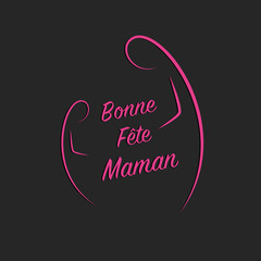 Bonne Fête Maman-courbe-rose-fond gris