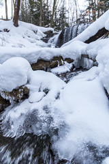 Fototapeta na wymiar Weaver's Creek Falls Winter View in Owen Sound, Ontario, Canada