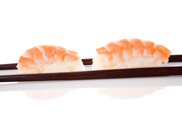 Nigiri sushi with shrimp.