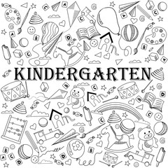  Kindergarten line art design vector illustration