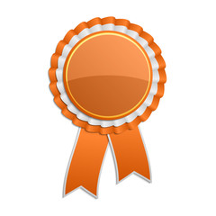 Orange award rosette with ribbon