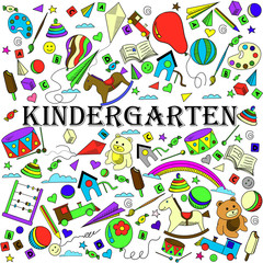  Kindergarten line art design vector illustration