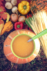 Tasty and healthy pumpkin soup