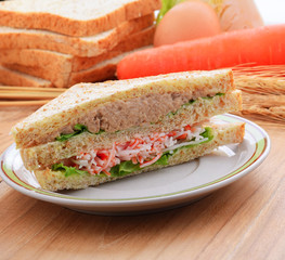 Crab , tuna sandwiches