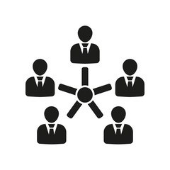 The management icon. Team and group, teamwork, people, alliance symbol. UI. Web. Logo. Sign. Flat design. App.