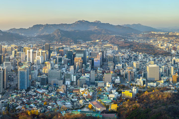 Seoul city South korea panorama,sunset time