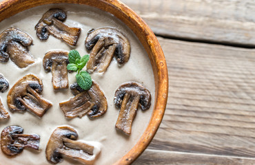 Bowl of creamy mushroom soup