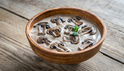 Bowl of creamy mushroom soup