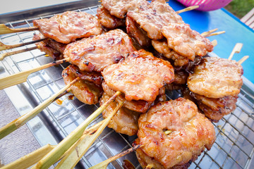 Traditional Thai style grilled pork, Thai cuisine.