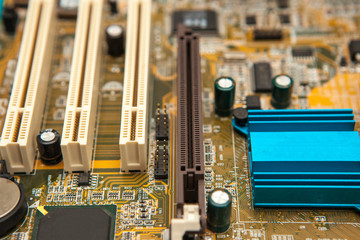 part of the motherboard closeup. Shallow depth of field.