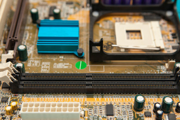 part of the motherboard closeup. Shallow depth of field.