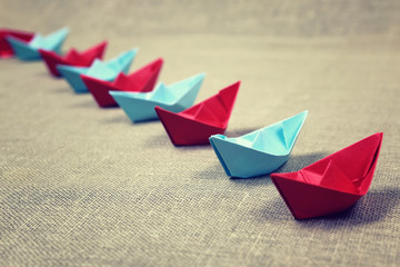 colored paper boats