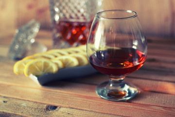 brandy alcohol set glass and carafe