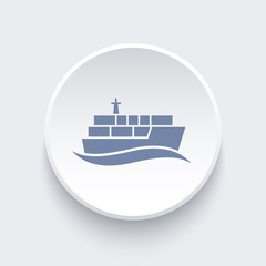 container ship icon, transportation, cargo ship vector, maritime transport, shipment round icon, vector illustration