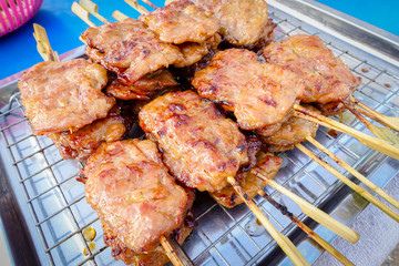 Traditional Thai style grilled pork, Thai cuisine.