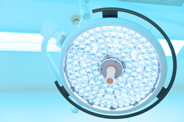  surgical lamps in operation room take with art lighting and blue filter