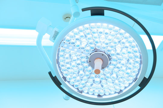 surgical lamps in operation room take with art lighting and blue filter