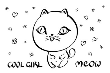 Cat with text meow bubble clear vector