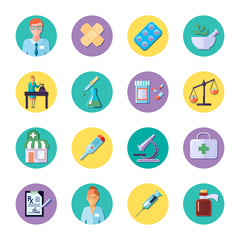 Fototapeta premium Pharmacy In Circle Icon Set