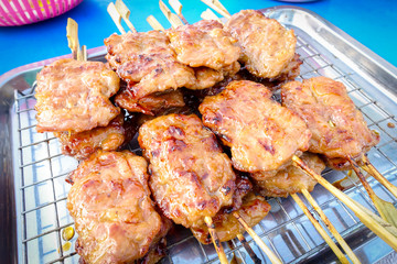 Traditional Thai style grilled pork, Thai cuisine.