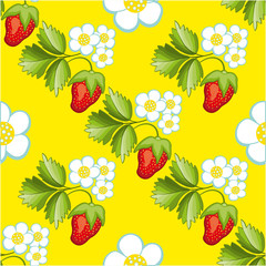 Strawberries seamless hand drawn vector pattern