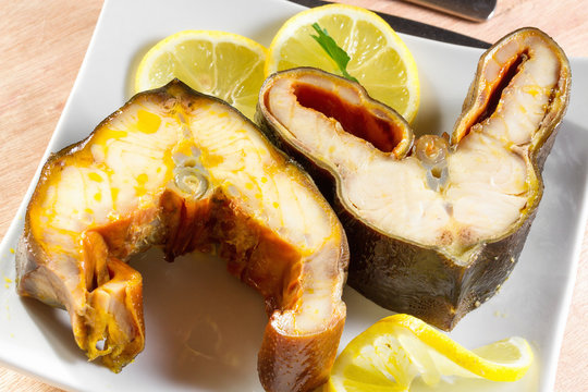 Smoked Sturgeon Fillet On A Platter