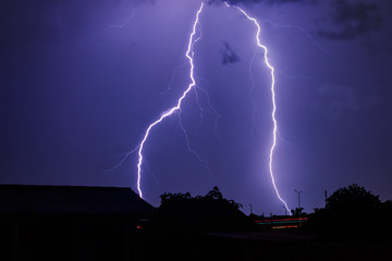 Lightning Storm in The Sky of Night