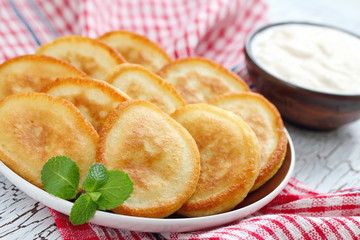Pancakes with sour cream
