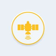 satellite icon, satellite navigation, satellite sign, round icon, vector illustration