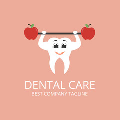 Healthy tooth vector. Healthy enamel. Tooth athlete.