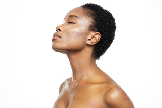 Side View Portrait Of A Relaxed Afro American Woman