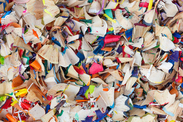 Background made of colorful pencil scraps