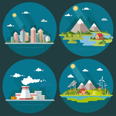Fototapeta premium Set of icons of nature for your design. The theme of ecology, in