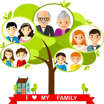  Vector concept of international family tree