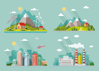 Set of icons of nature for your design. The theme of ecology, in