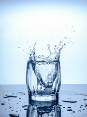 a glass of water ice drops splashes freshness thirst