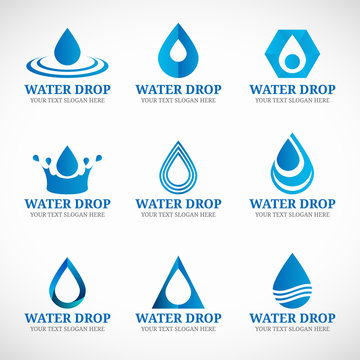 Blue Water drop logo vector set design