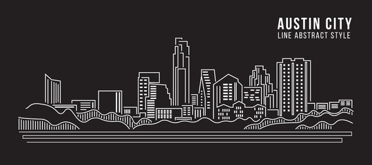 Cityscape Building Line art Vector Illustration design - Austin city