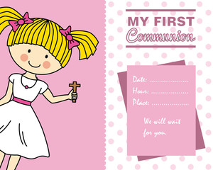 Girl First Communion card