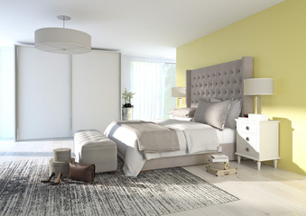comfortable bedroom with nice decoration. 3d rendering