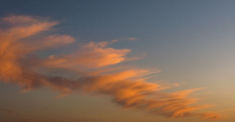Beautiful and warm colored sunset sky.