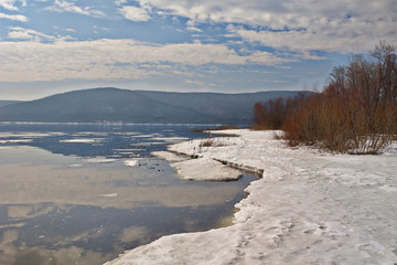 Volga river bank   after the ice drift.