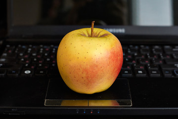 Apple on the  computer keyboard.