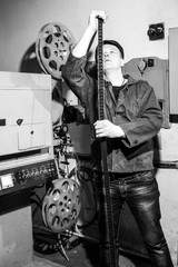 projectionist at work in the room