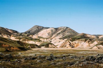Icelandic landscape. Beautiful mountains and volcanic area with 