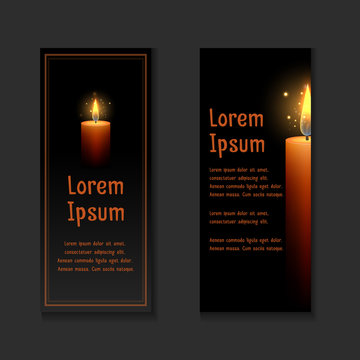 Template Letters Of Condolence With Burning Candle In The Dark