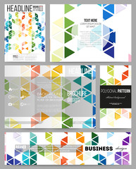 Set of templates for presentation, brochure, flyer or booklet. Abstract colorful business background, modern stylish hexagonal and triangle vector texture
