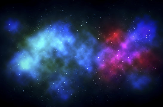 Colorful Space Nebula, Over Background