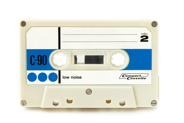 Vintage audio cassette on white background